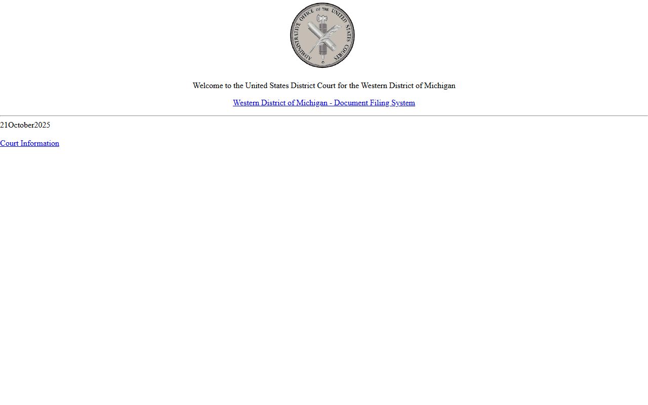 Mackinac County federal court dockets through the Western District CM/ECF system