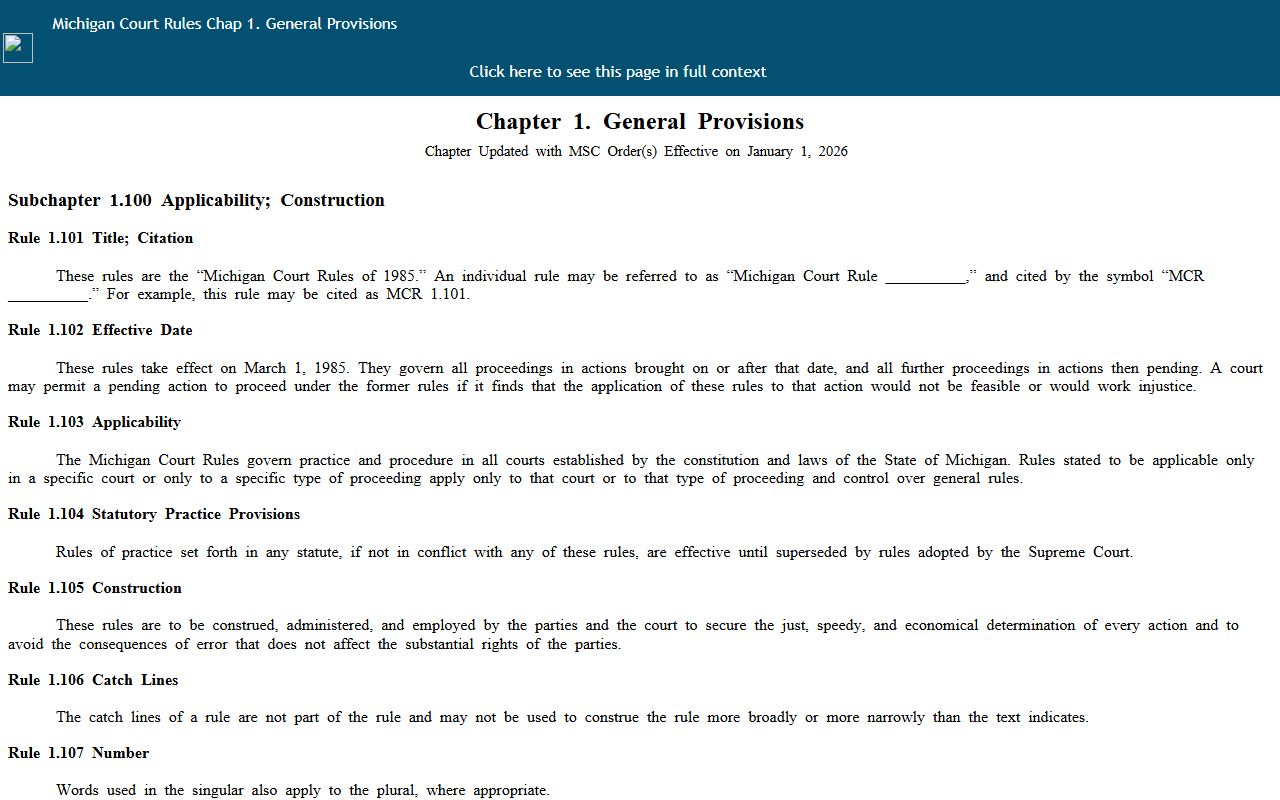Michigan Court Rules Chapter 1 governing Mackinac County court records and public access