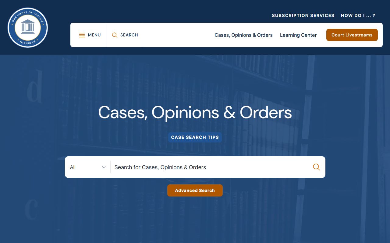 Michigan Courts case search page for Mackinac County court records and appellate opinions