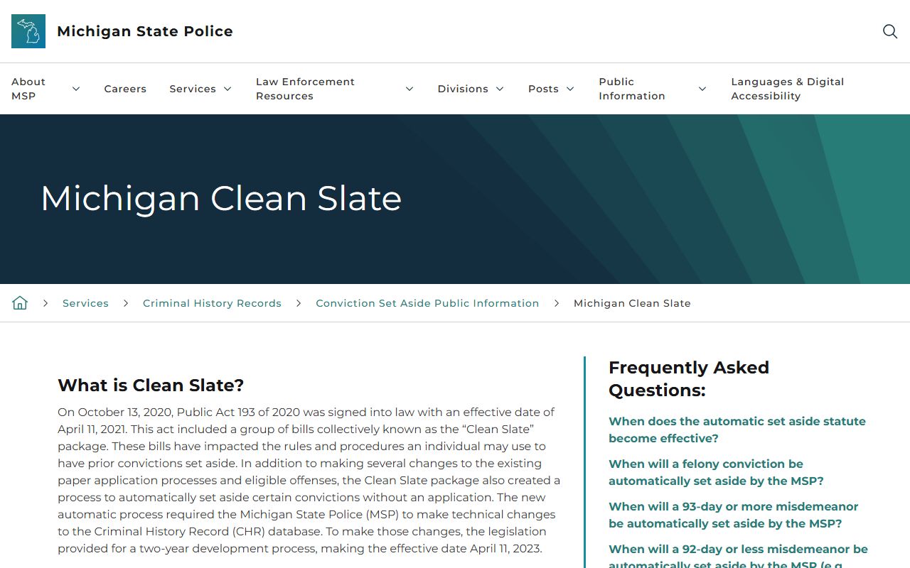 Mackinac County criminal court records Clean Slate set-aside page