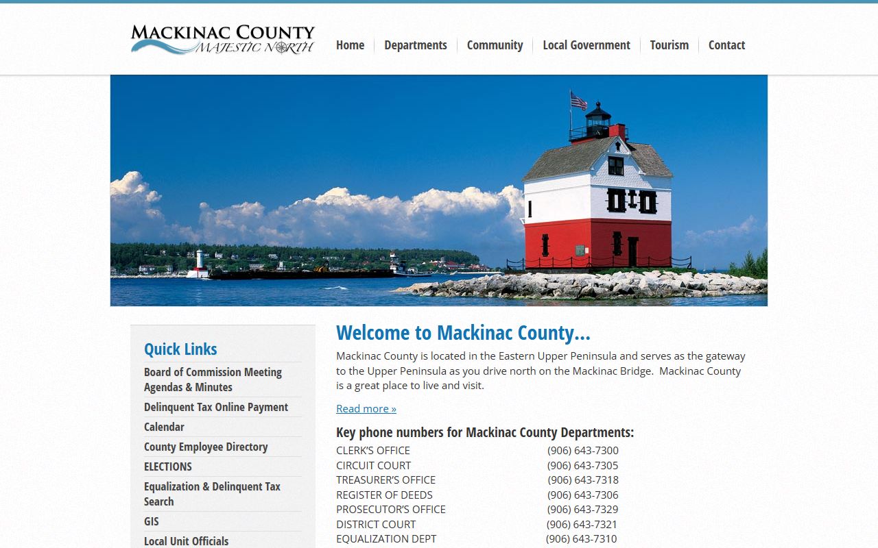 Mackinac County official homepage used to reach court records